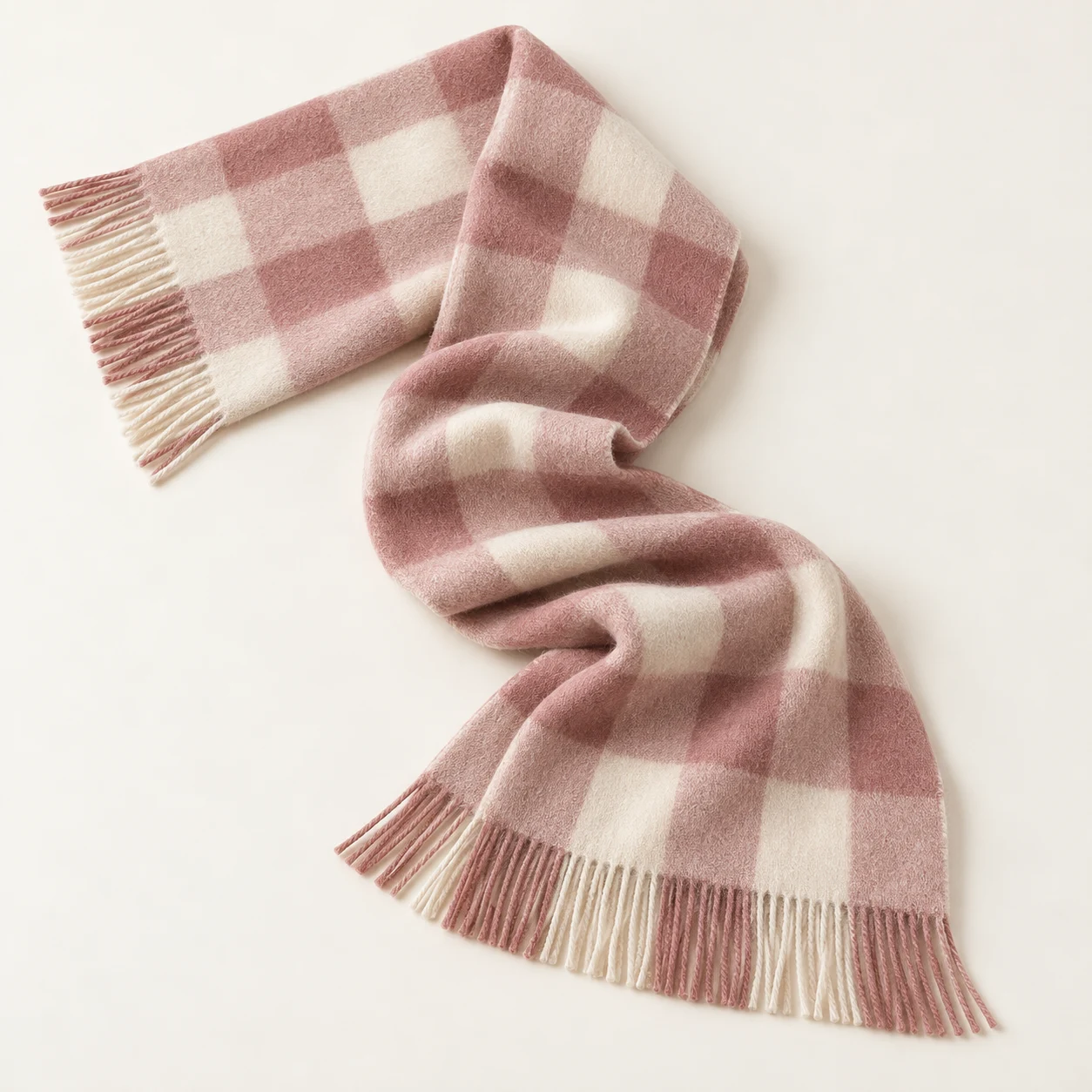 Rose Window Cashmere Scarf in Rose / Ivory, cashmere texture and complete design