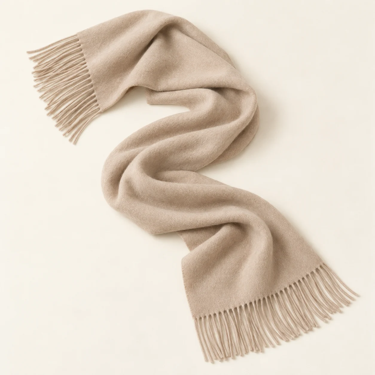 Almond Drape Cashmere Wrap in Almond, cashmere texture and complete design